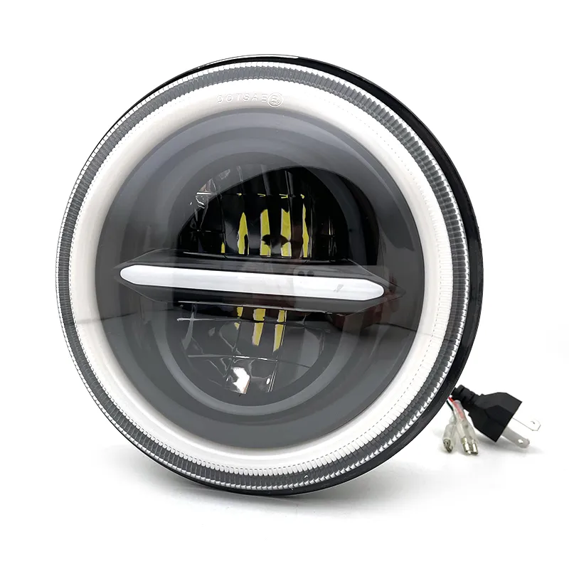 Комплект Кръгли LED фарове 7″ 70W H4 букса, къси, дълги, дневни и мигач