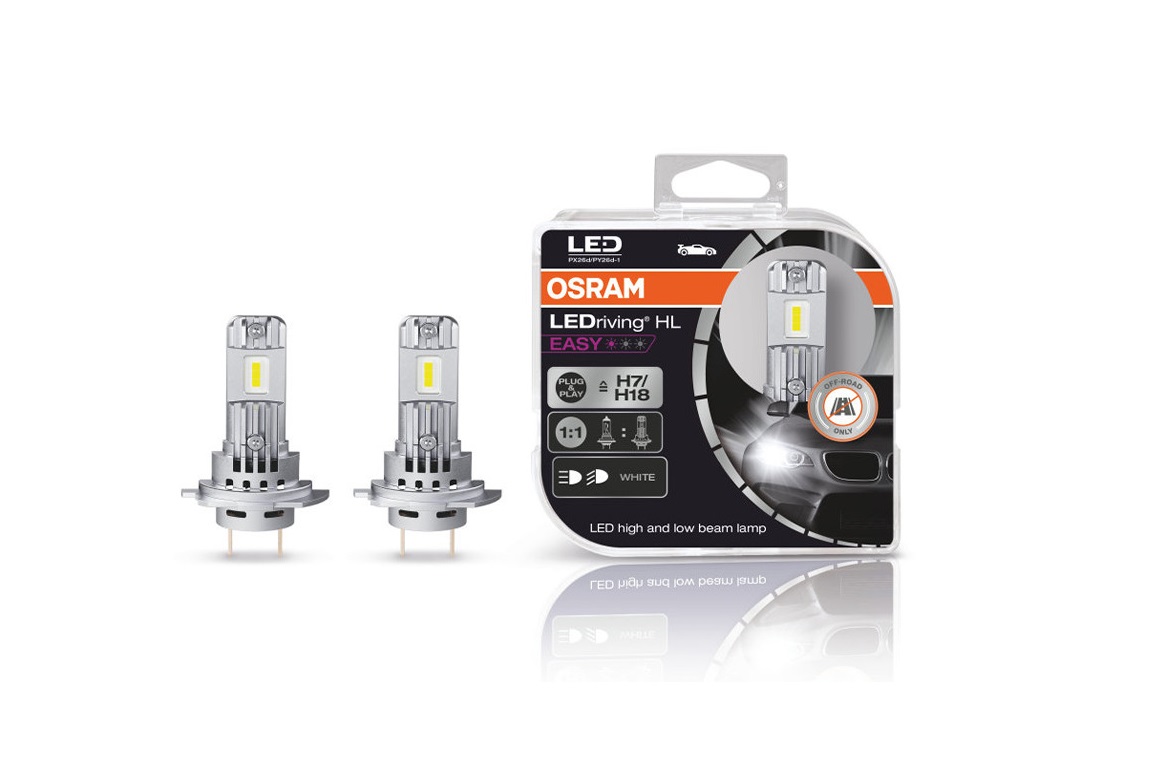Комплект 2 броя LED крушки Osram Easy H7/H18 12V, 16W, 6500K, 1400lm
