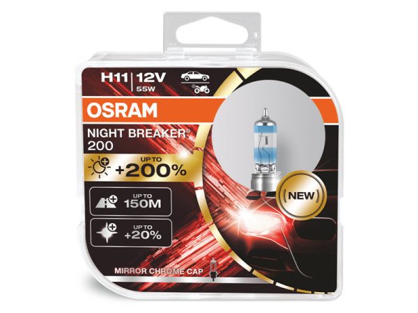 Osram халогенни крушки H11 Night Brеaker 200 12V, 55W, PGJ19-2, 3600K, 1350lm