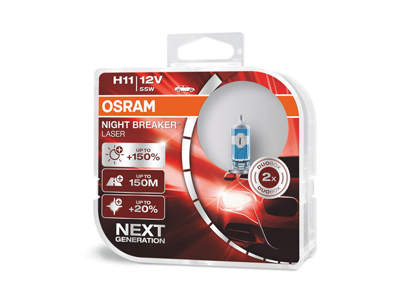 Osram халогенни крушки H11 Night Breaker Laser +150% 12V, 55W, PGJ19-2, 1350lm