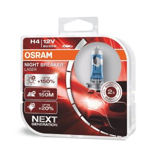 Osram халогенни крушки H4 Night Breaker Laser +150% 12V, 60/55W, P14.5s, 1650/1000lm