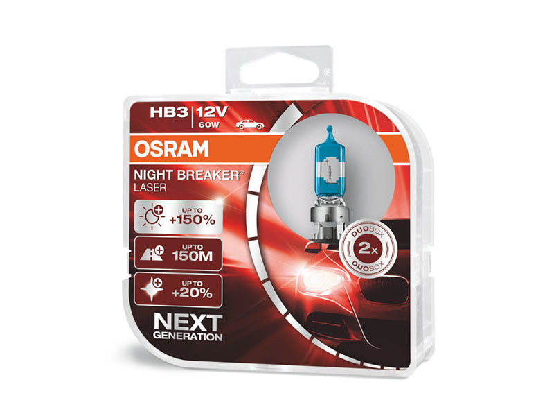 Osram халогенни крушки HB3/9005 Night Breaker Laser +150% 12V, 60W, P20d, 1700lm