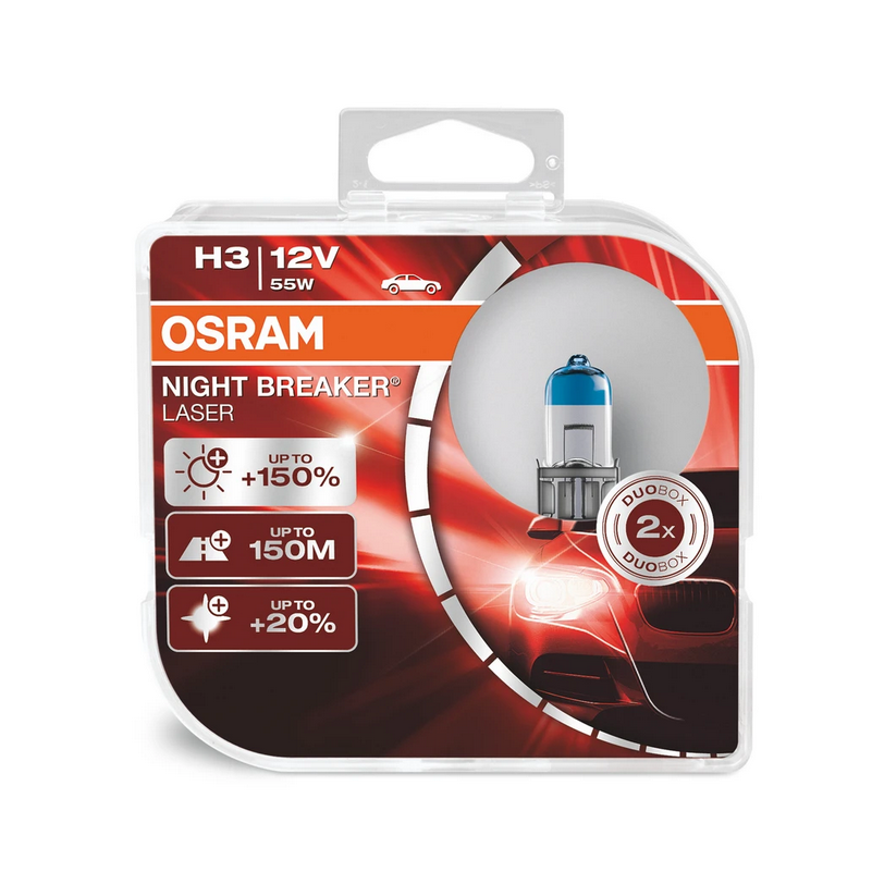 Osram халогенни крушки H3 Night Breaker Laser +150% 12V, 55W, PK22s, 1450lm