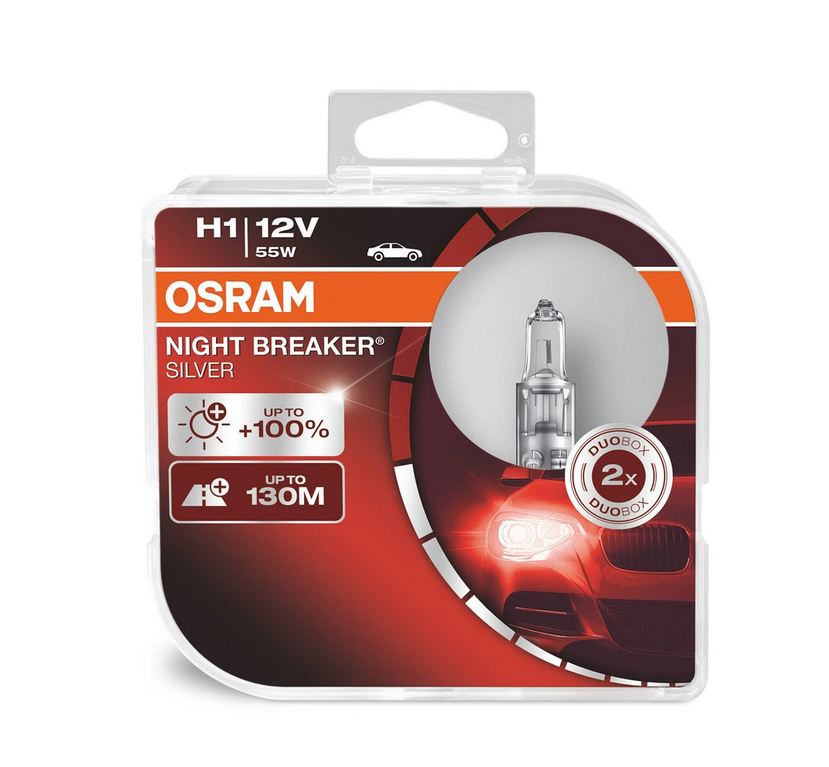 Osram халогенни крушки H1 Night Breaker Silver 12V, 55W, P14.5s, 1550lm