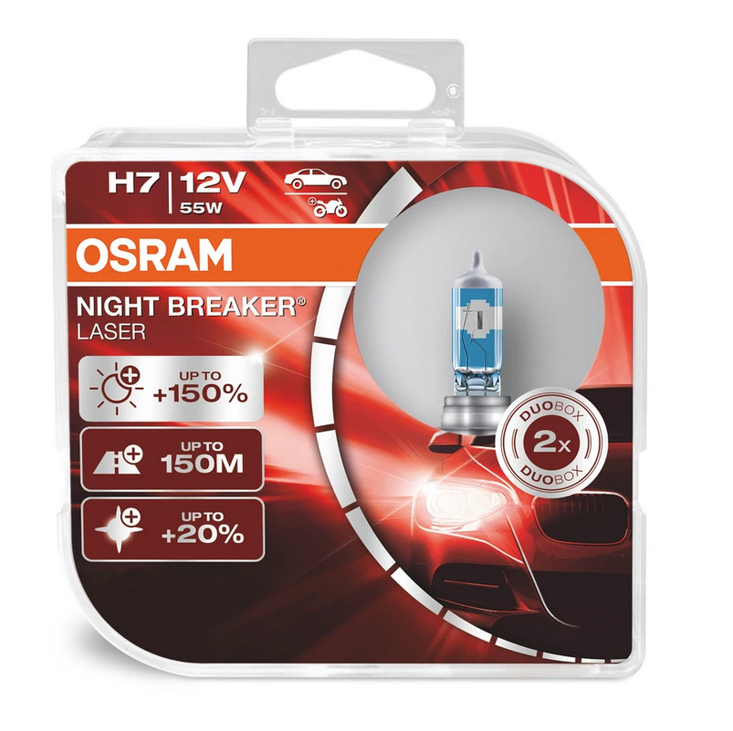 Osram халогенни крушки H7 Night Breaker Laser +150% 12V, 55W, PX26D, 1500lm