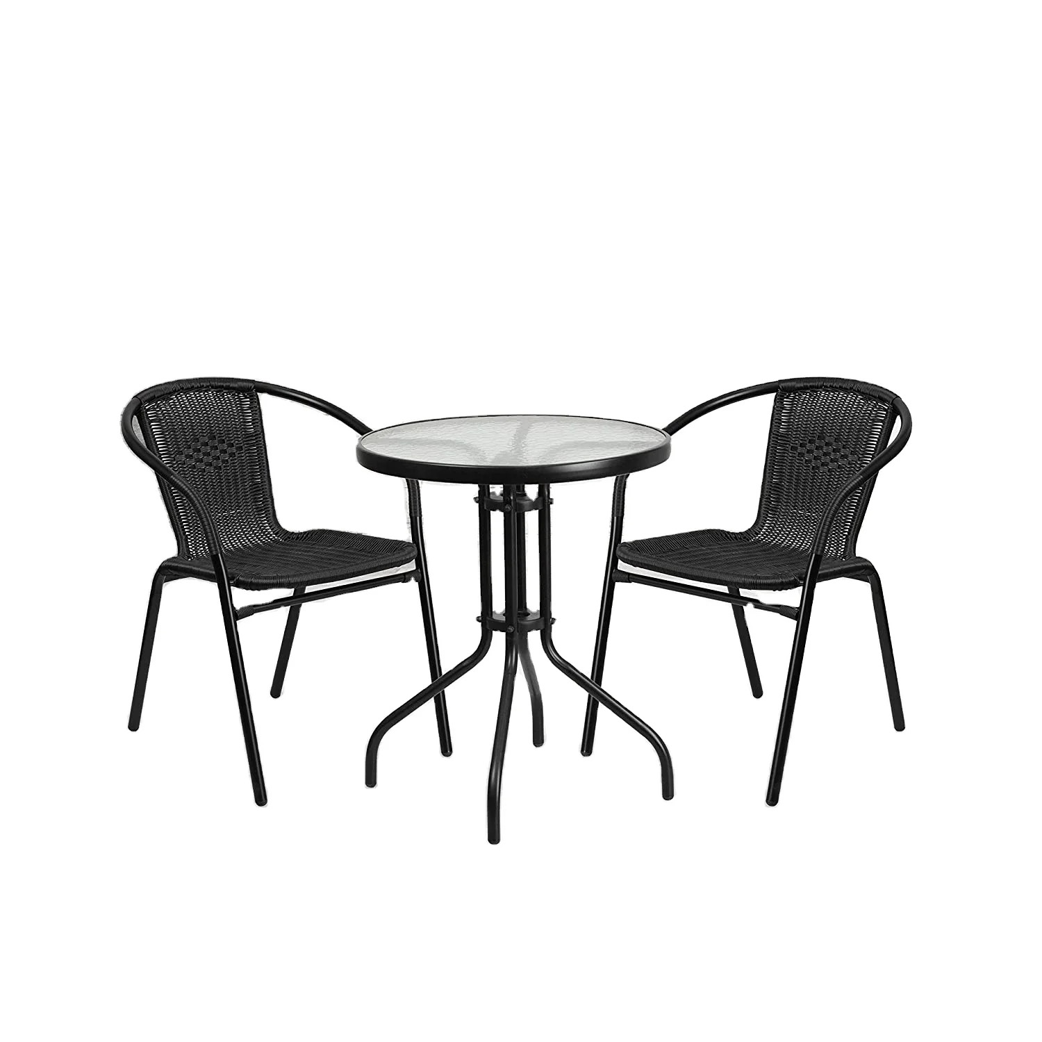 Градински комплект – маса с 2 стола цвят черен