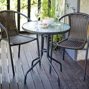 Градински комплект – маса с 2 стола цвят кафяв