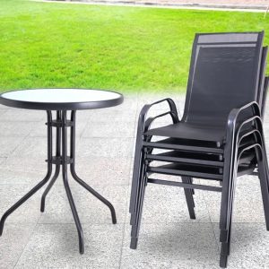 Градински комплект – маса с 4 стола от плат