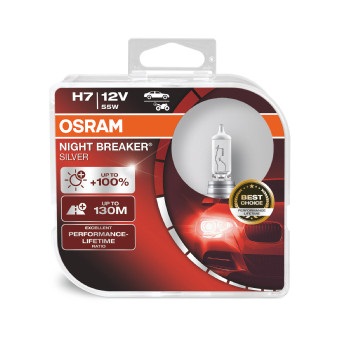 Osram халогенни крушки H7 Night Breaker Silver 12V, 55W, PX26D, 1500lm