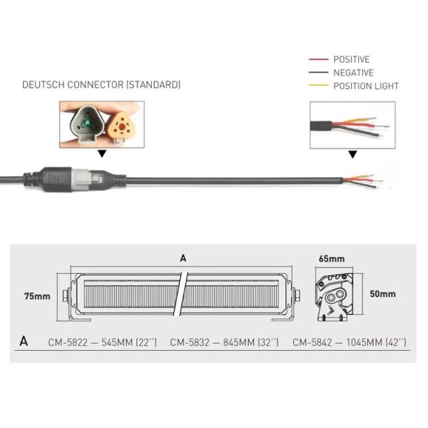 LED бар 55см комбиниран с жълт и бял габарит – T235