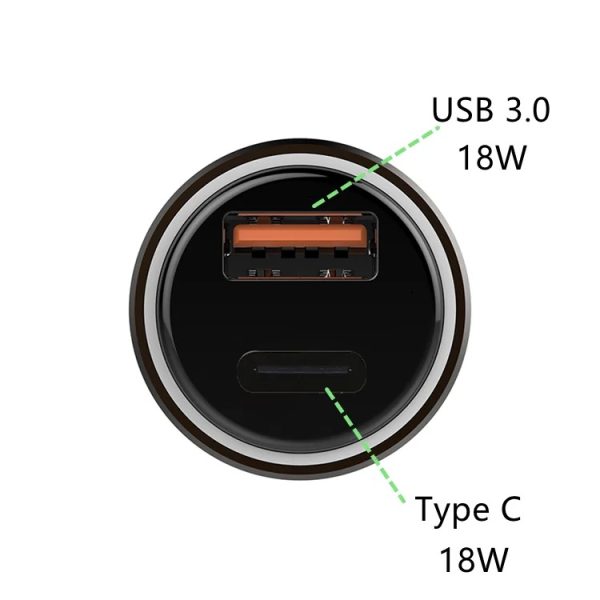 Зарядно за кола с два порта USB и USB-C – T21
